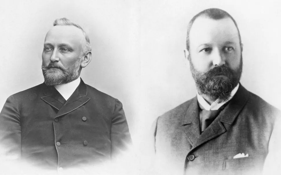 Fotografias antigas do Dr. Alfred Kern (esquerda) e Edouard Sandoz